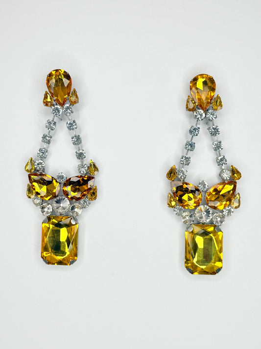 Topaz & Clear Earrings - Large Size