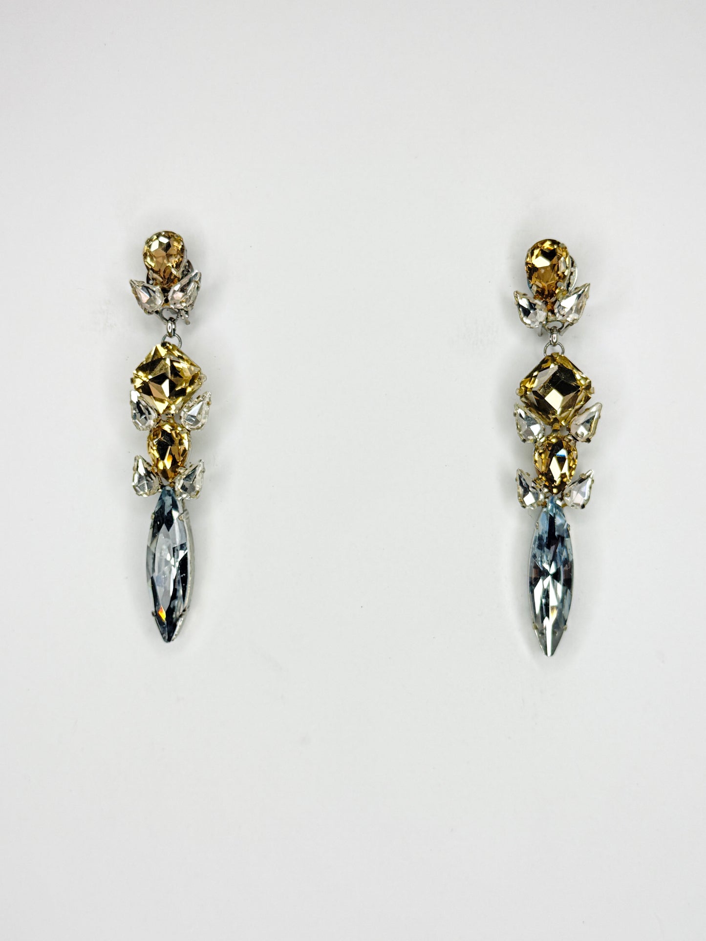 Smoked Topaz & Clear Earrings - Medium Size