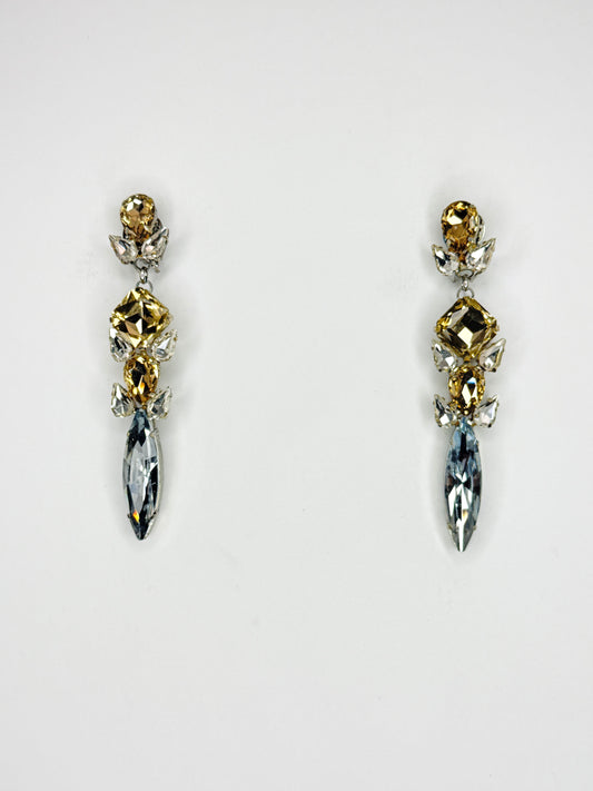 Smoked Topaz & Clear Earrings - Medium Size