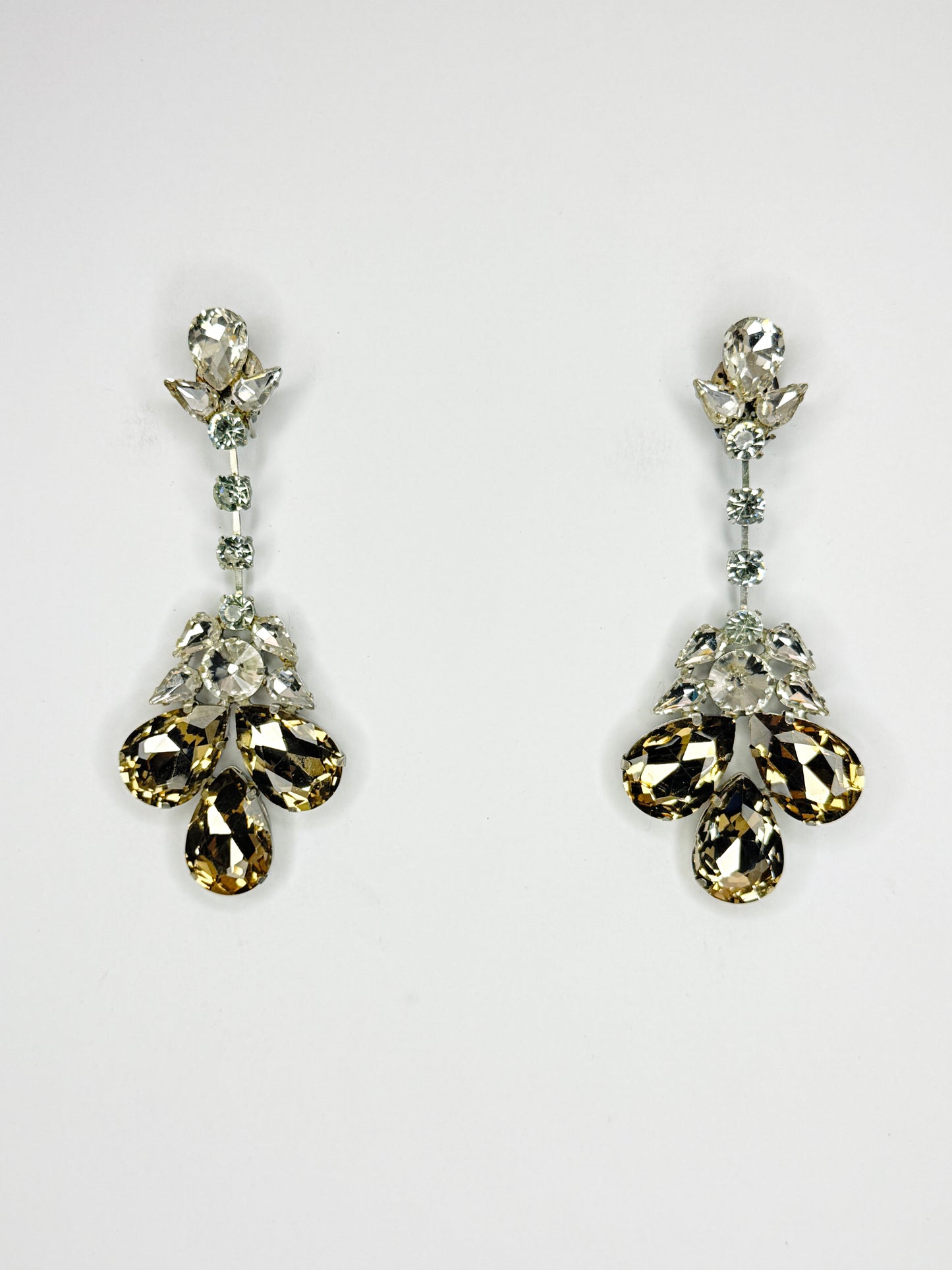 Smoked Topaz & Clear Earrings - Medium Size