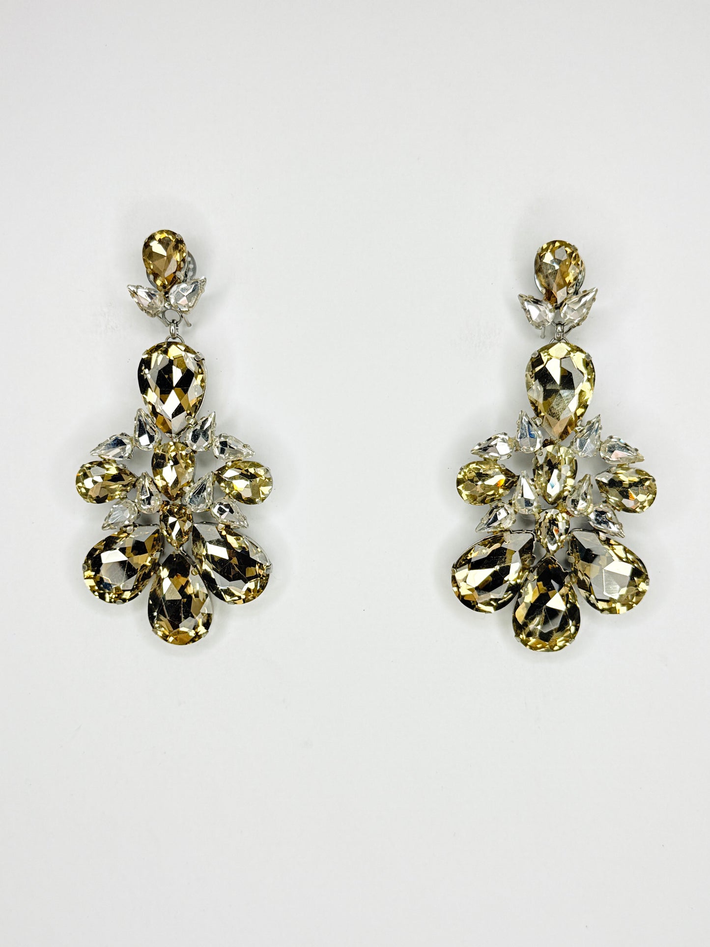 Smoked Topaz & Clear Earrings - Medium Size