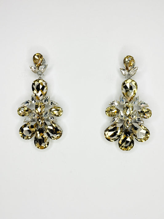 Smoked Topaz & Clear Earrings - Medium Size