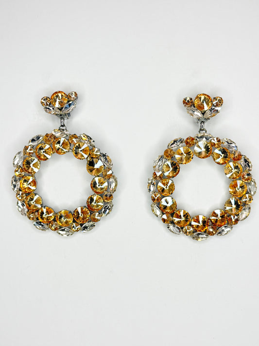 Champagne & Clear Hoop Earrings - Large Size