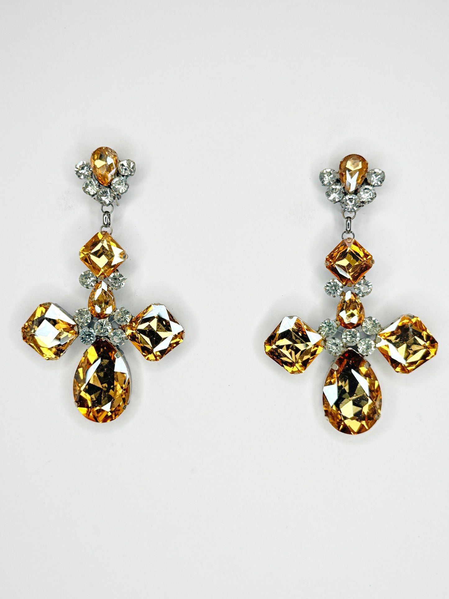 Champagne & Clear Earrings - Large Size