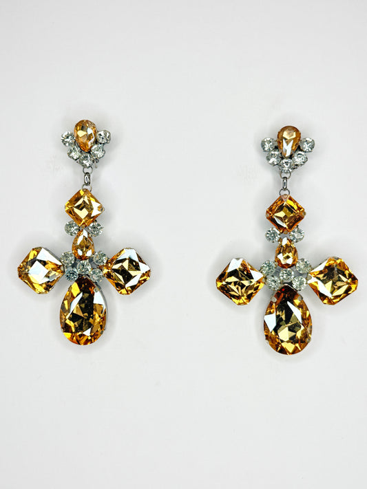 Champagne & Clear Earrings - Large Size