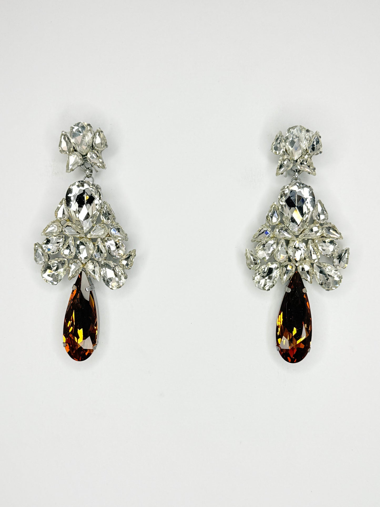Brown Stiletto & Clear Earrings - Medium - Large Size