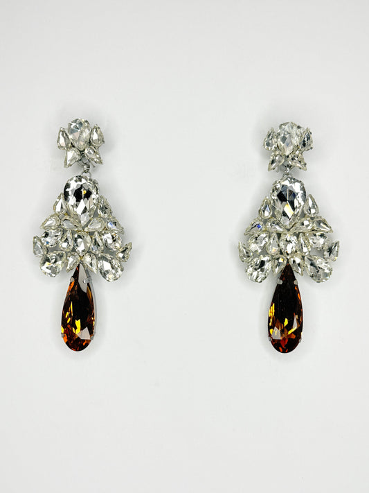 Brown Stiletto & Clear Earrings - Medium - Large Size