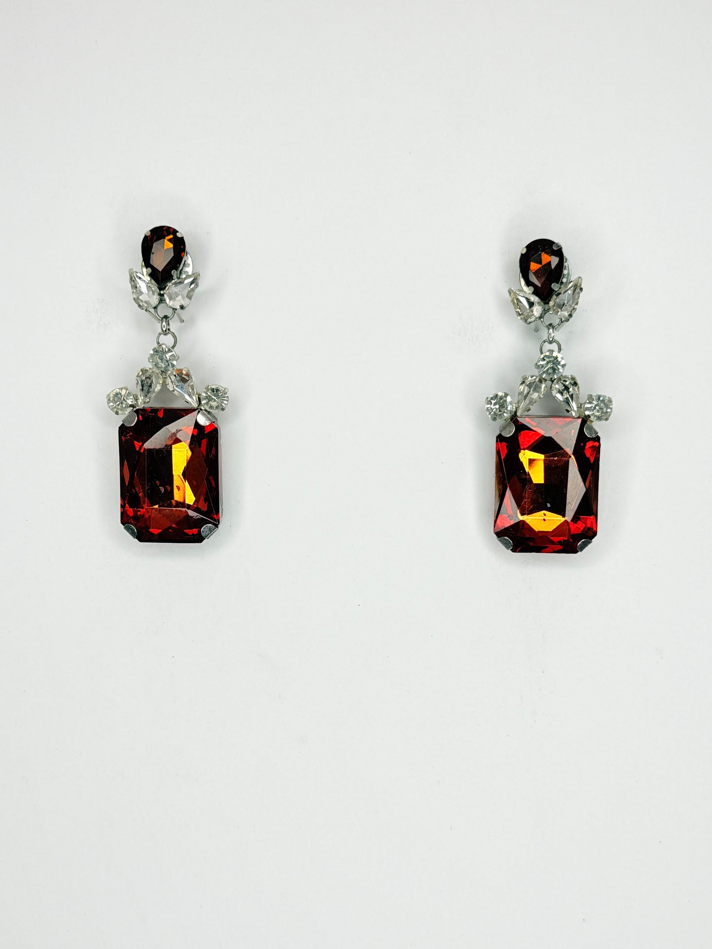 Brown & Clear Earrings - Small Cocktail Size