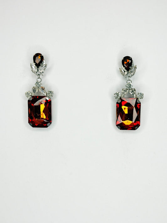Brown & Clear Earrings - Small Cocktail Size