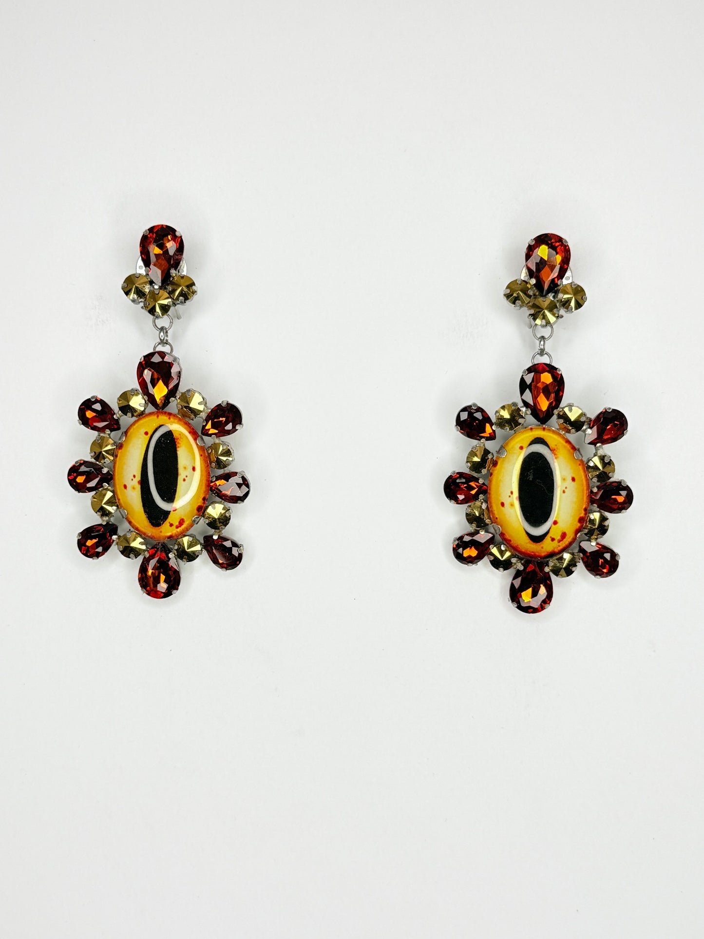 Brown & Gold Eyeball Earrings - Medium Size