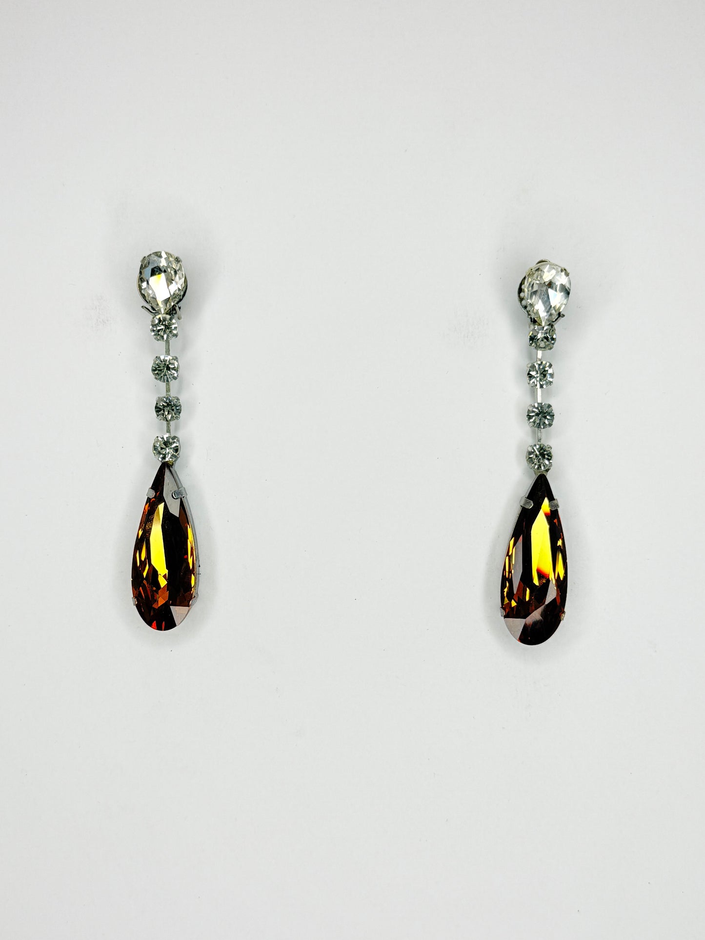 Brown Stiletto & Clear Earrings - Medium Size