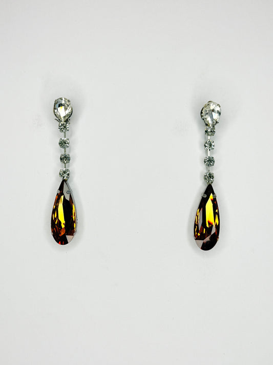 Brown Stiletto & Clear Earrings - Medium Size