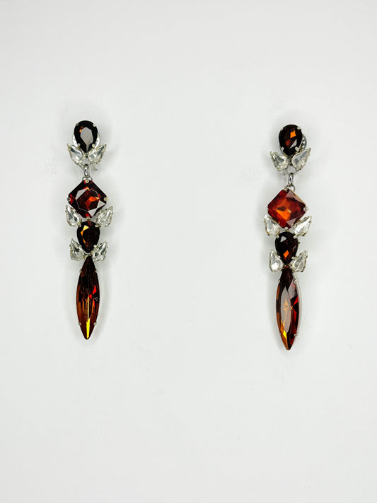 Brown & Clear Earrings - Medium Size