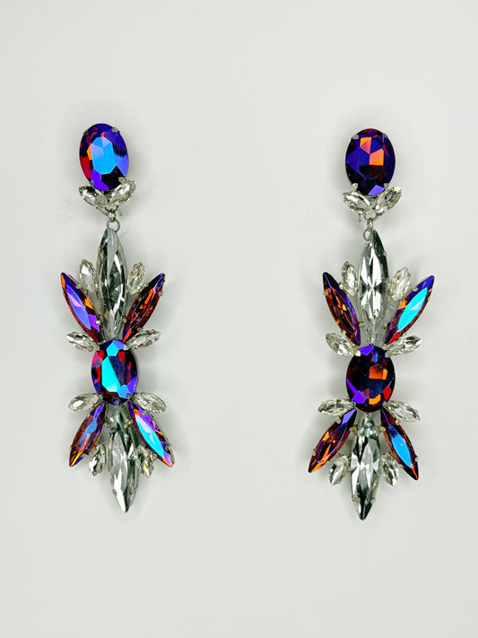 Brown AB & Clear Earrings - Large Size