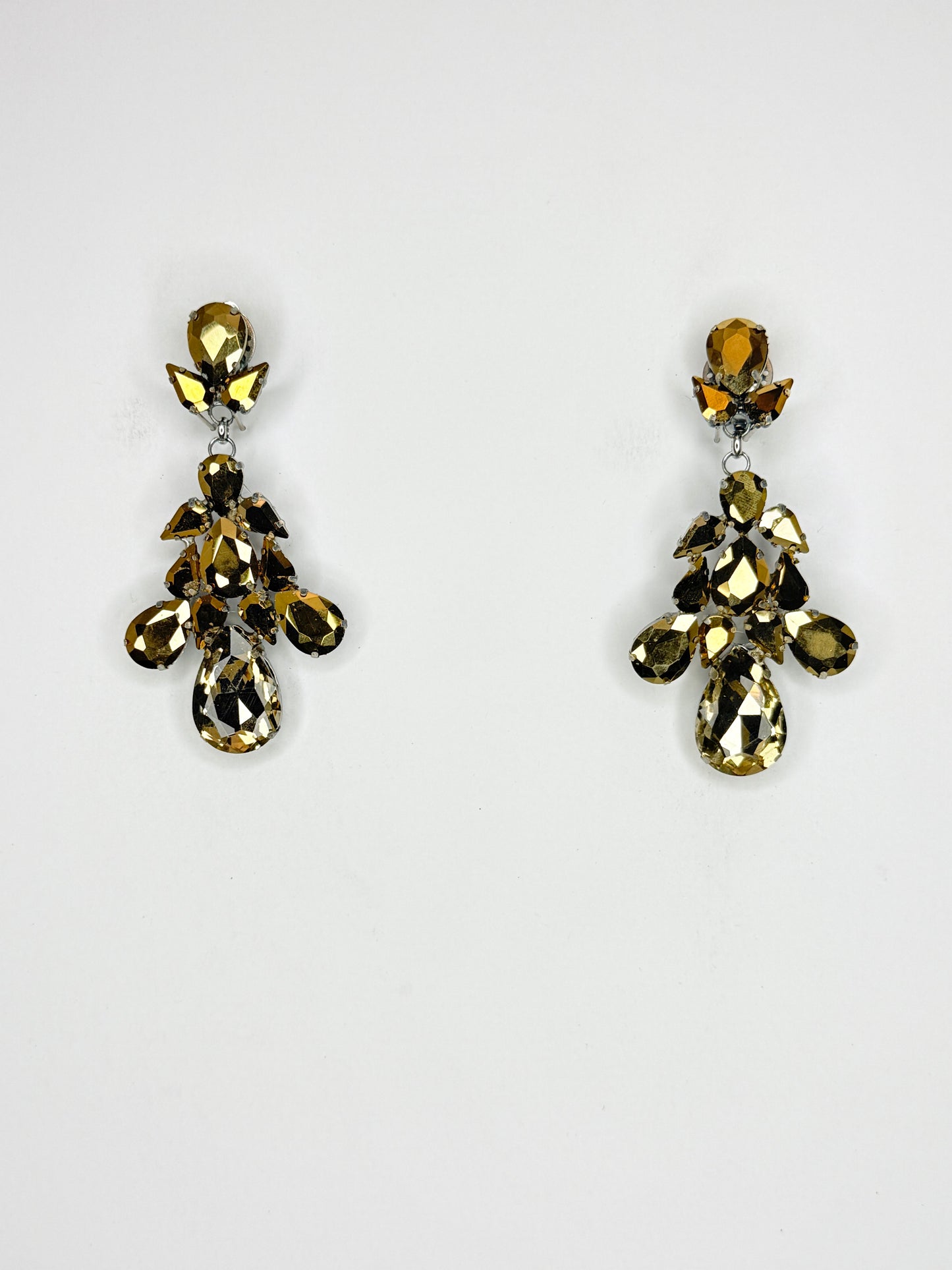 Gold & Smoked Topaz Earrings - Medium Size