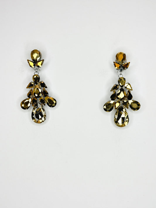 Gold & Smoked Topaz Earrings - Medium Size