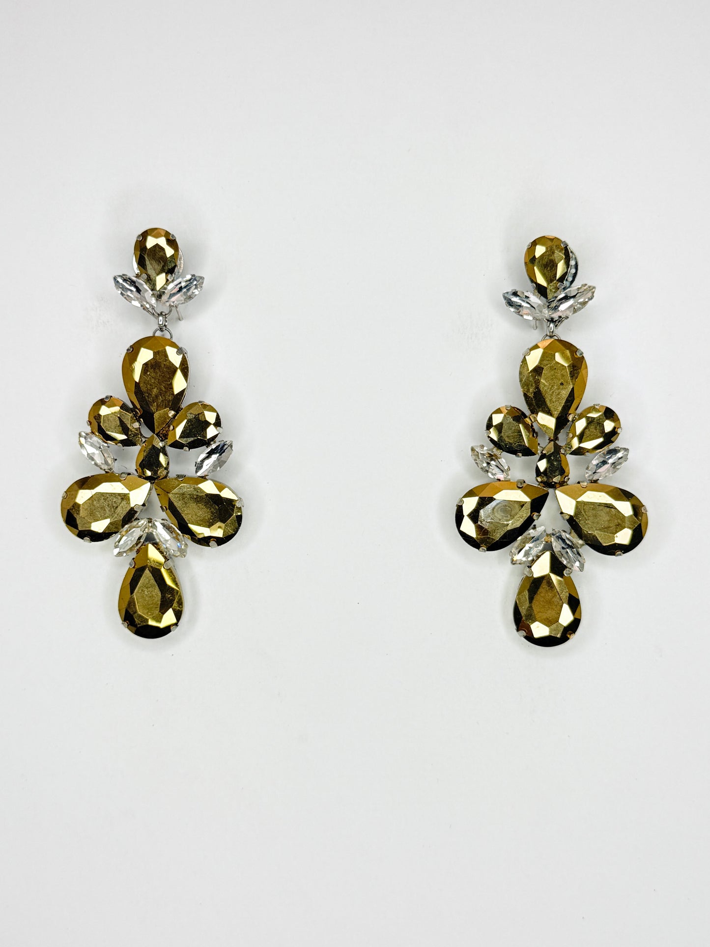 Gold & Clear Earrings - Medium Size