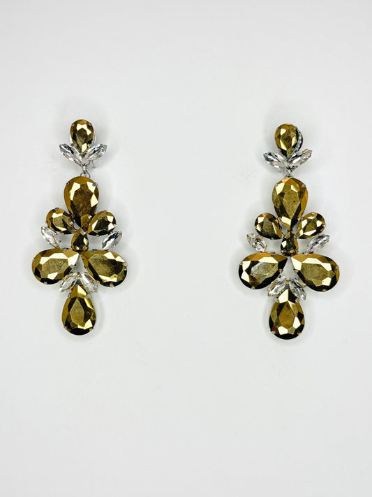 Gold & Clear Earrings - Medium Size