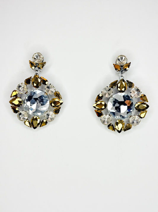 Gold & Clear Earrings - Medium Size