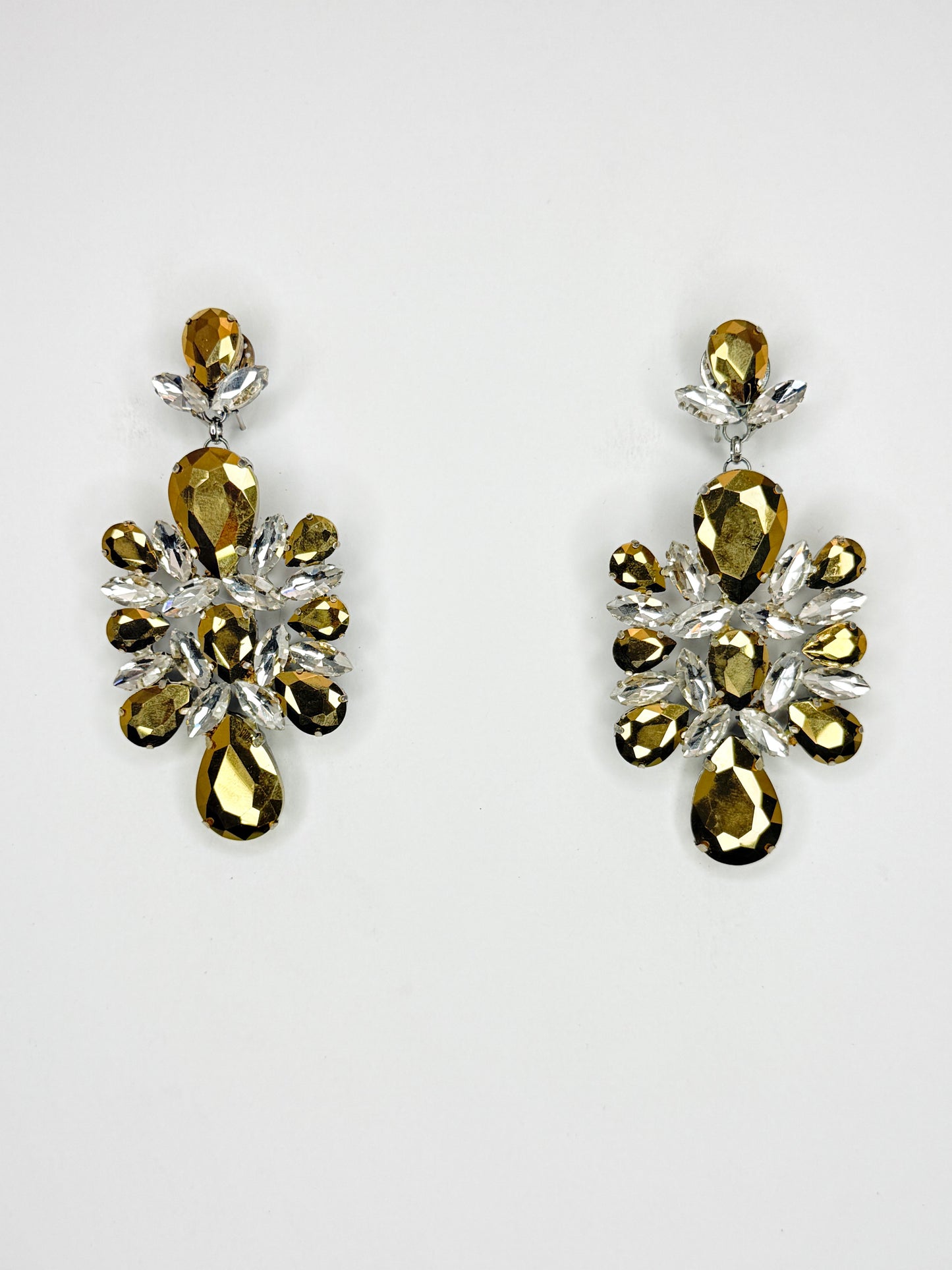 Gold & Clear Earrings - Medium Size