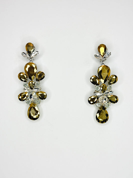 Gold & Clear Earrings - Medium Size