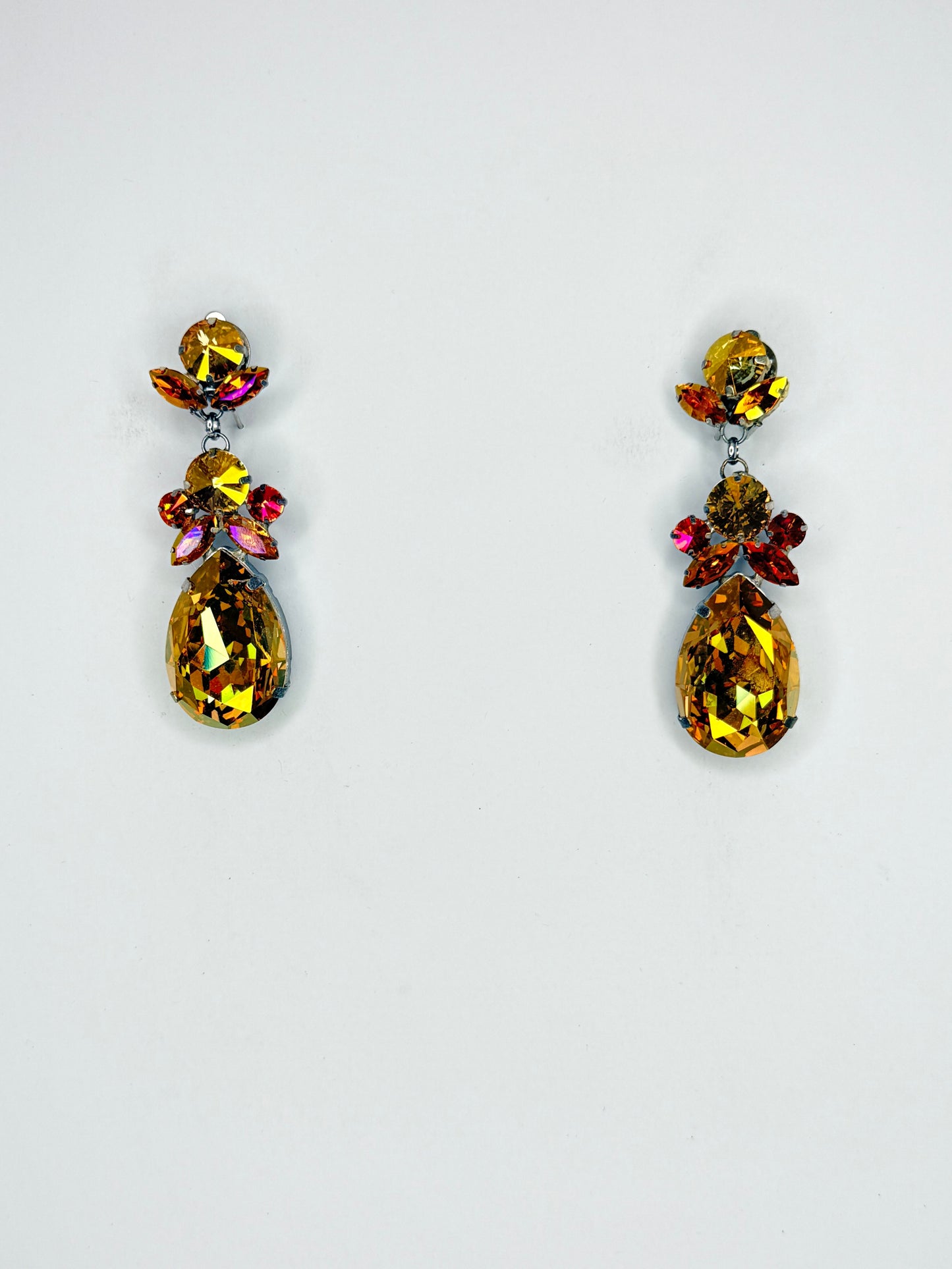 Gold Metallic & Bronzed Orange Earrings - Small Cocktail Size