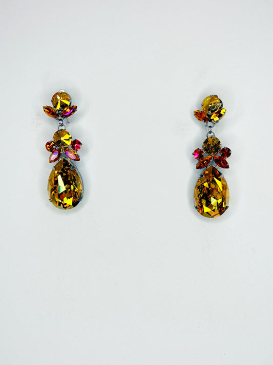 Gold Metallic & Bronzed Orange Earrings - Small Cocktail Size