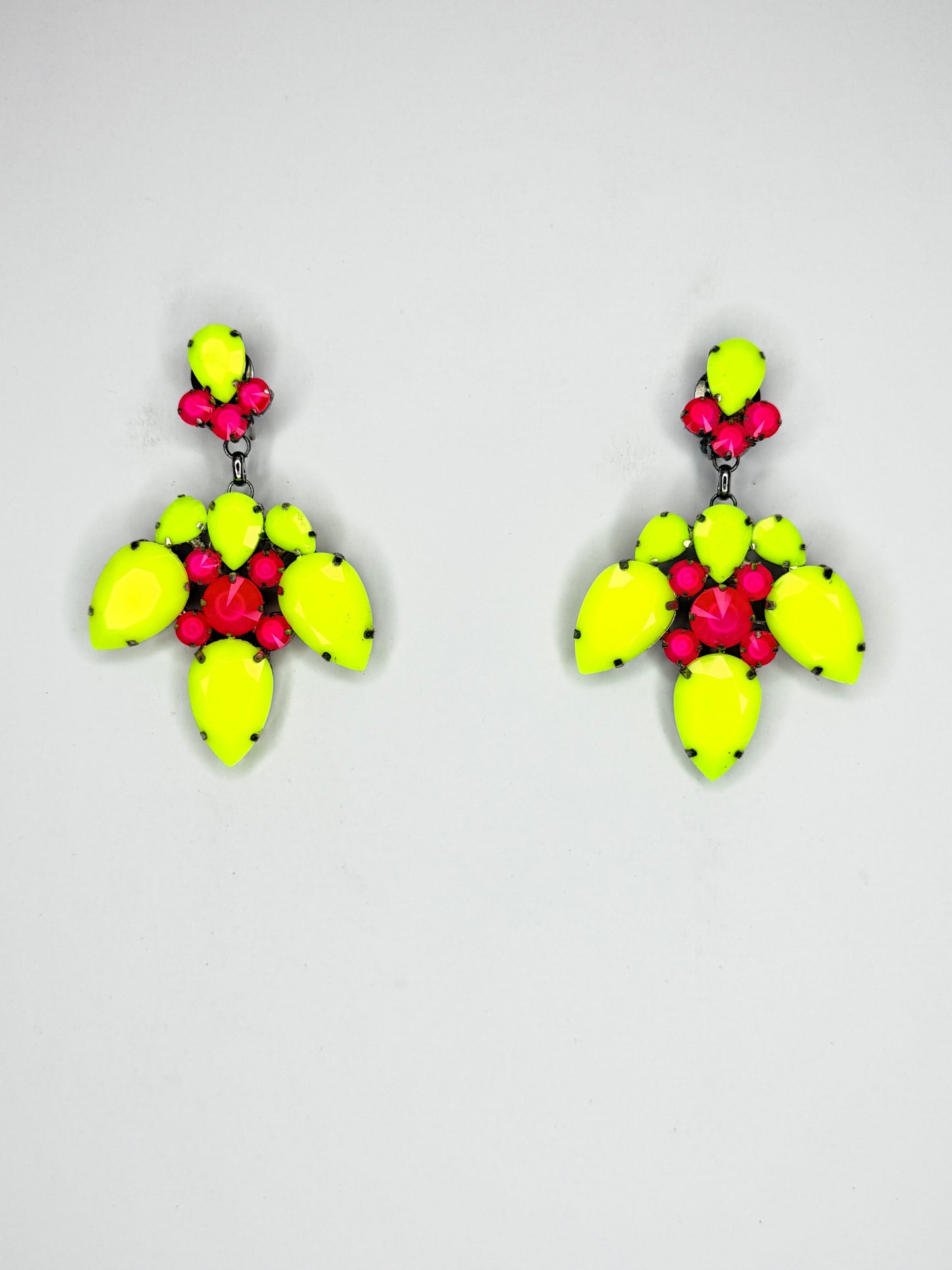 Neon Yellow & Pink Earrings - Medium Size