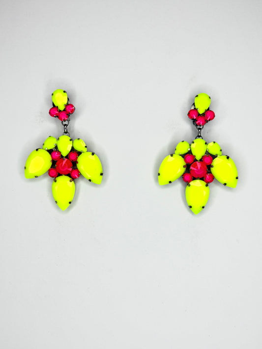Neon Yellow & Pink Earrings - Medium Size