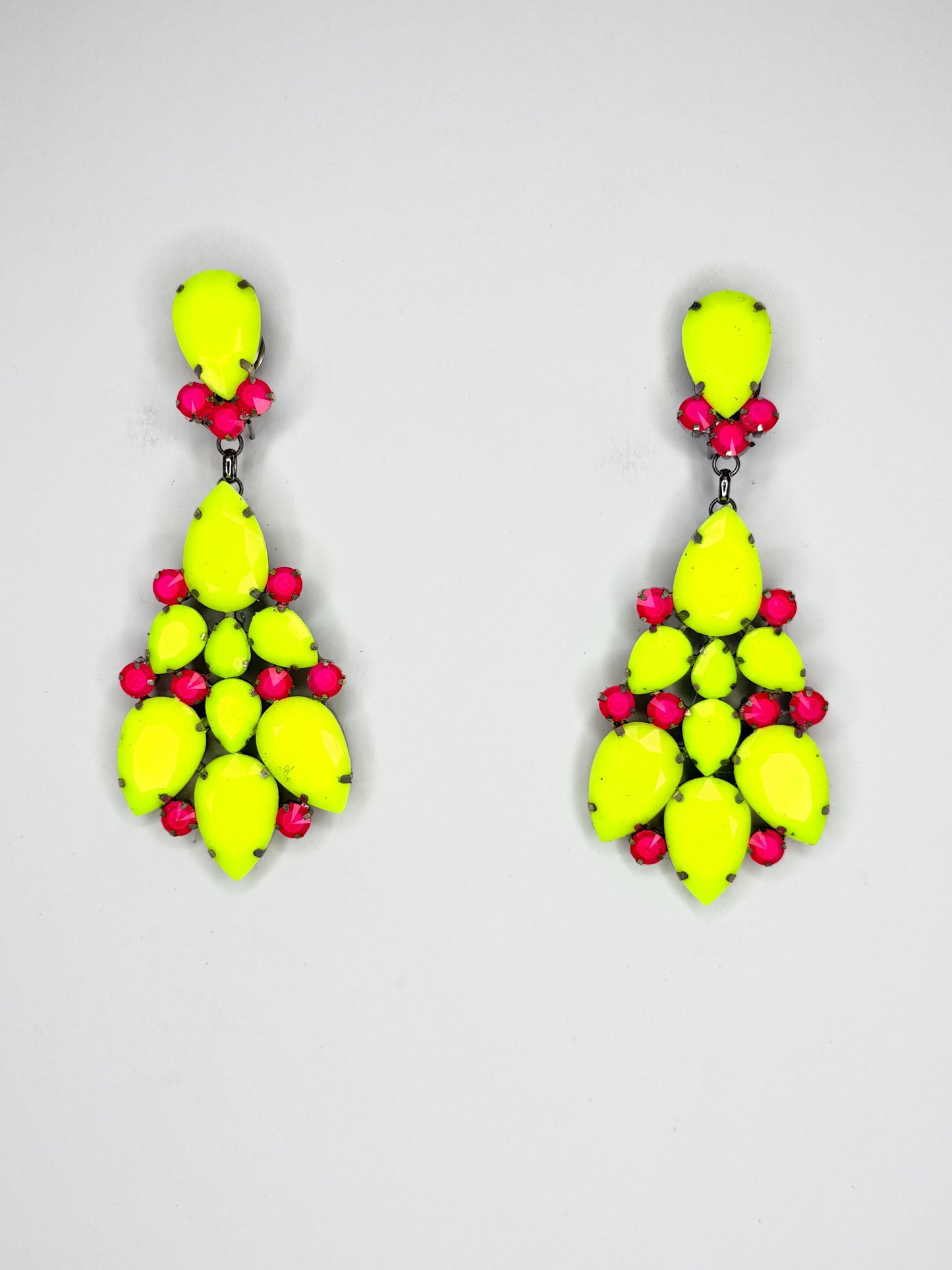 Neon Yellow & Pink Earrings - Medium Size