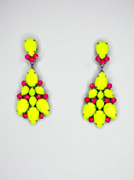 Neon Yellow & Pink Earrings - Medium Size