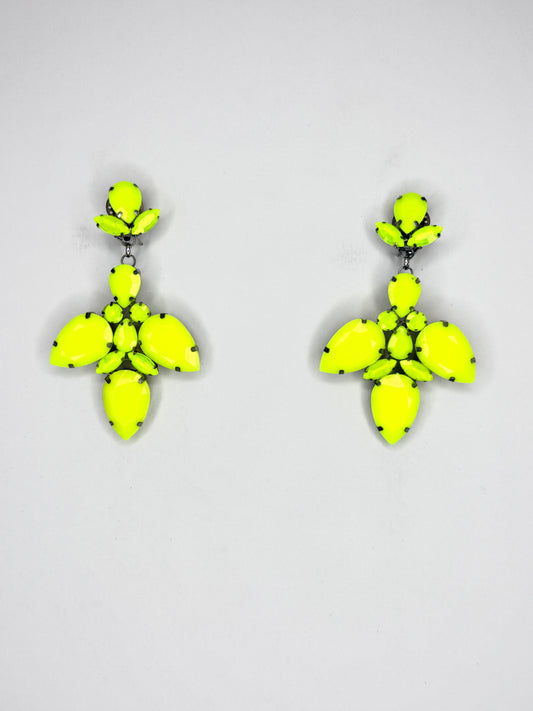 Neon Yellow Earrings - Medium Size