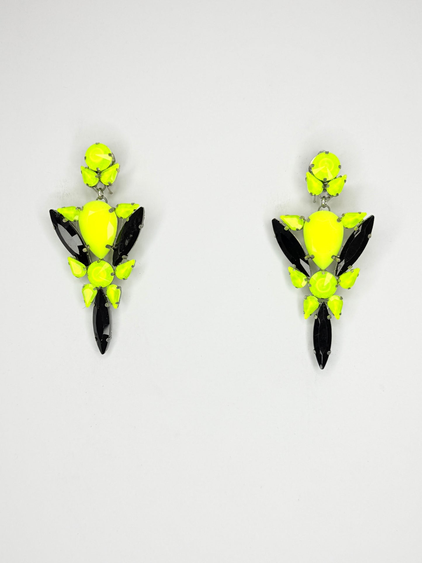 Neon Yellow & Black Earrings - Medium Size