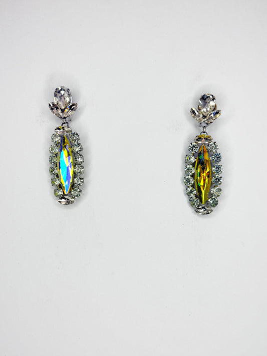 Yellow AB & Clear Earrings - Small Cocktail Size