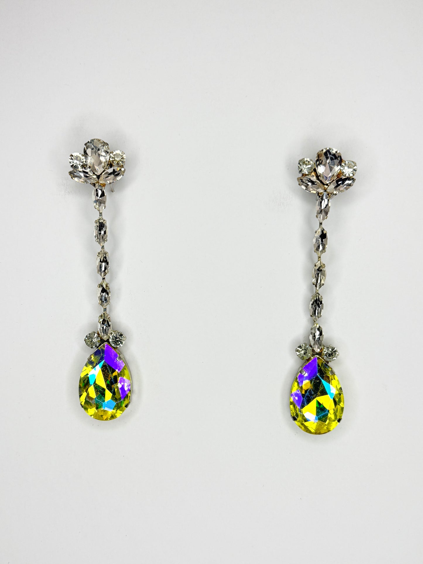 Yellow AB & Clear Earrings - Medium Size