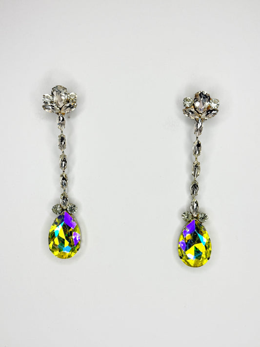 Yellow AB & Clear Earrings - Medium Size