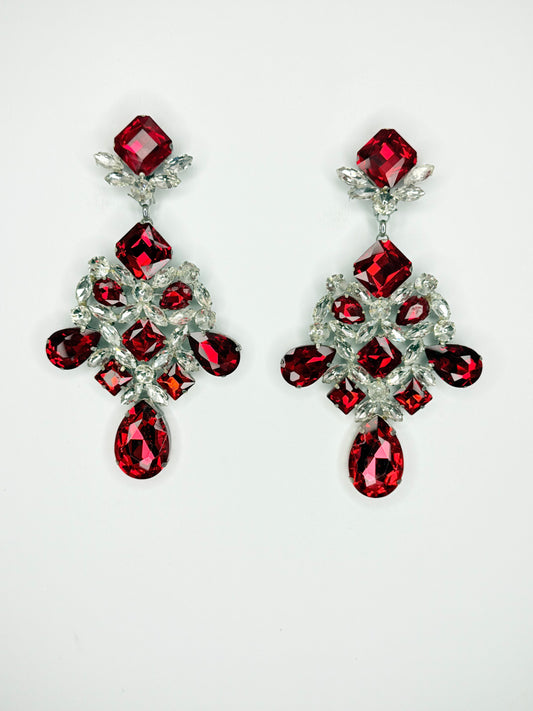 Red & Clear Earrings - XL Large Size