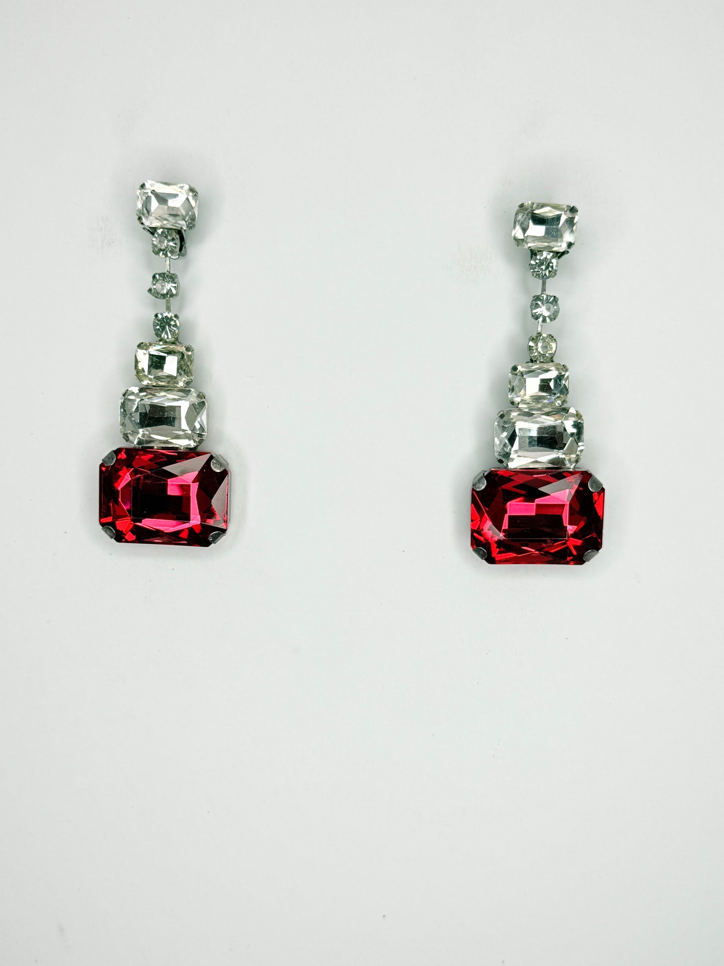 Red & Clear Earrings - Medium Size