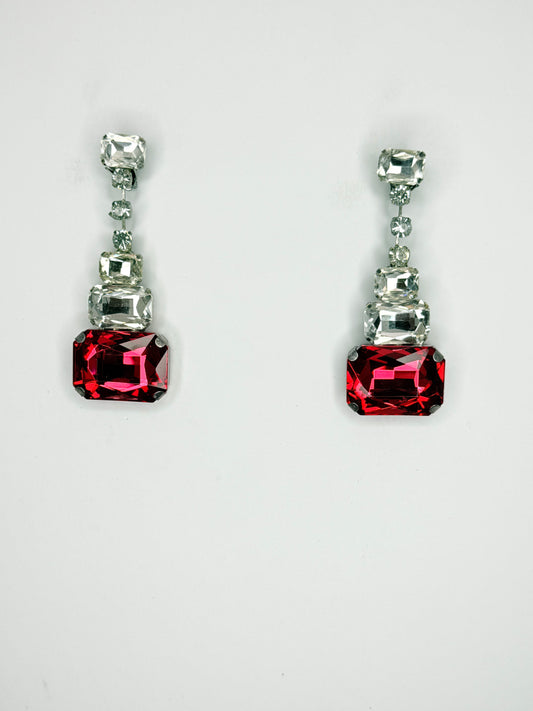 Red & Clear Earrings - Medium Size