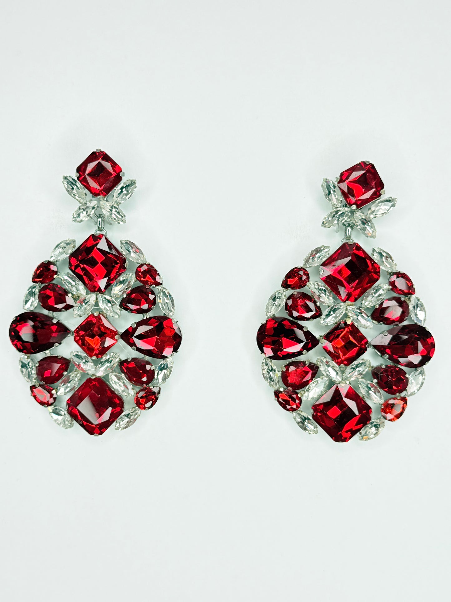 Red & Clear Earrings - Large Size