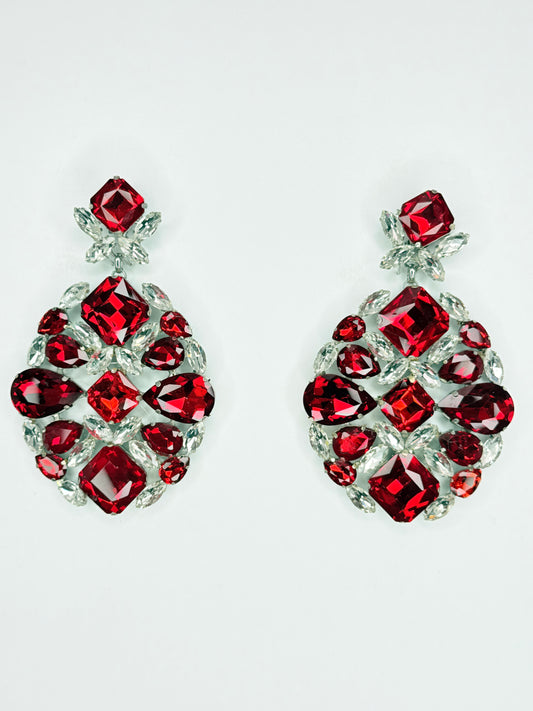 Red & Clear Earrings - Large Size