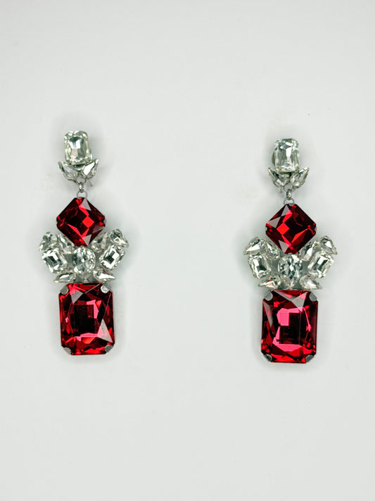 Red & Clear Earrings - Medium Size