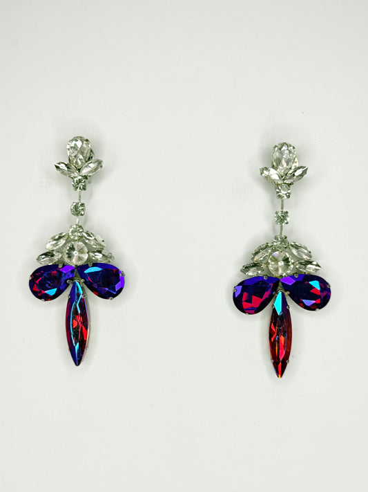 Red AB & Clear Earrings - Medium Size