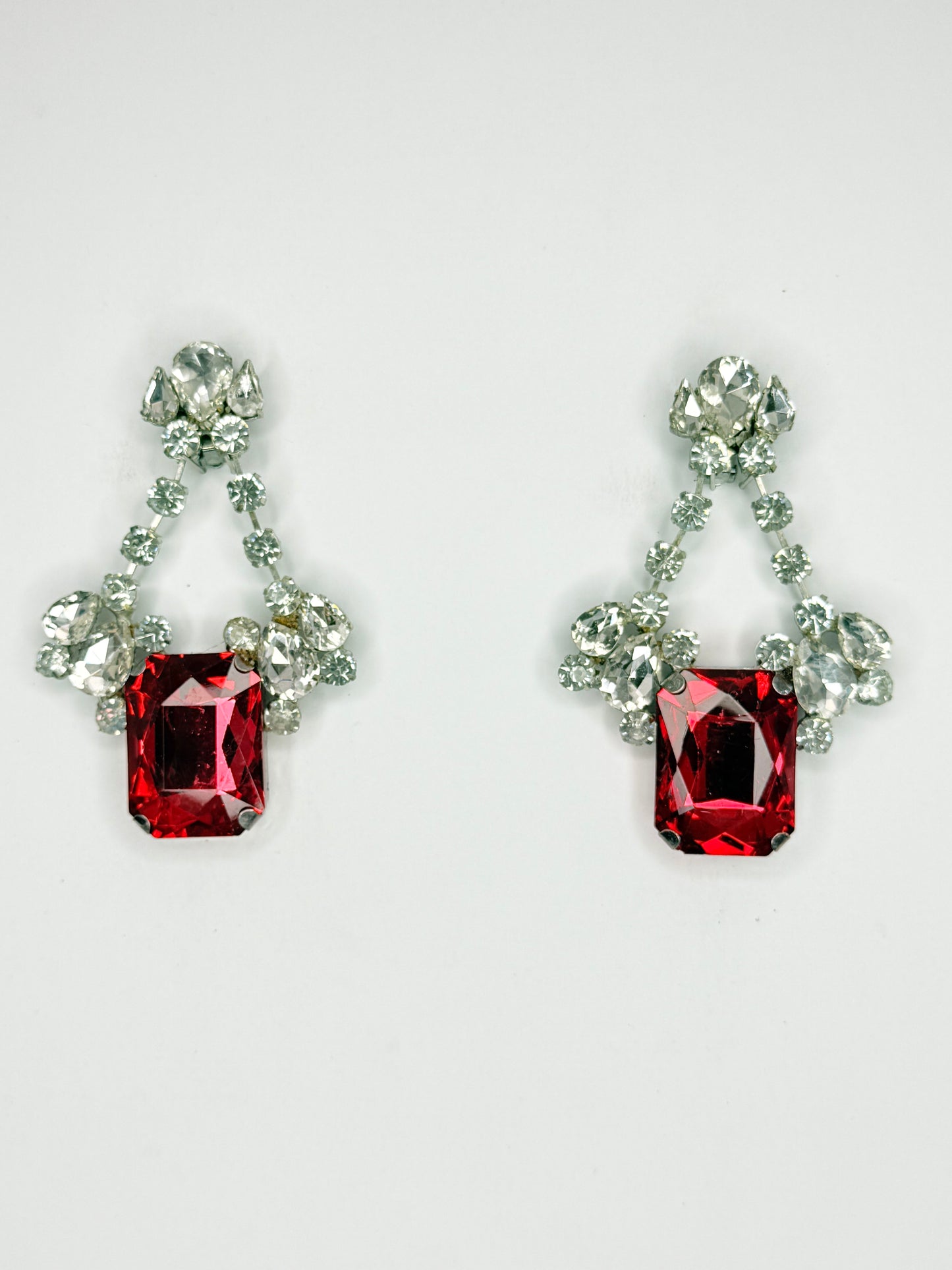 Red & Clear Earrings - Medium Size
