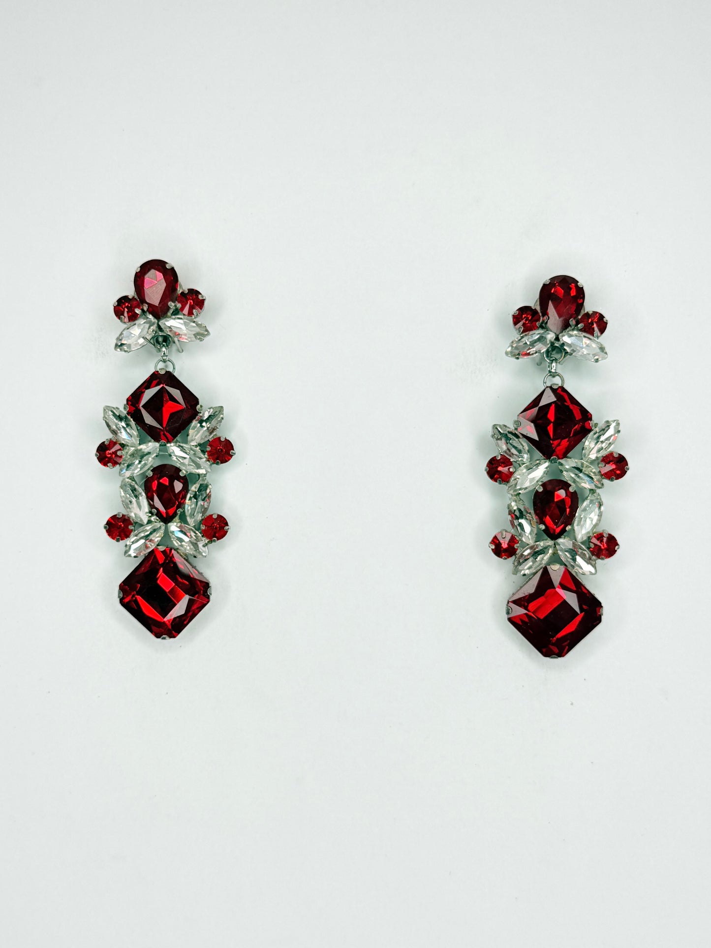 Red & Clear Earrings - Medium Size