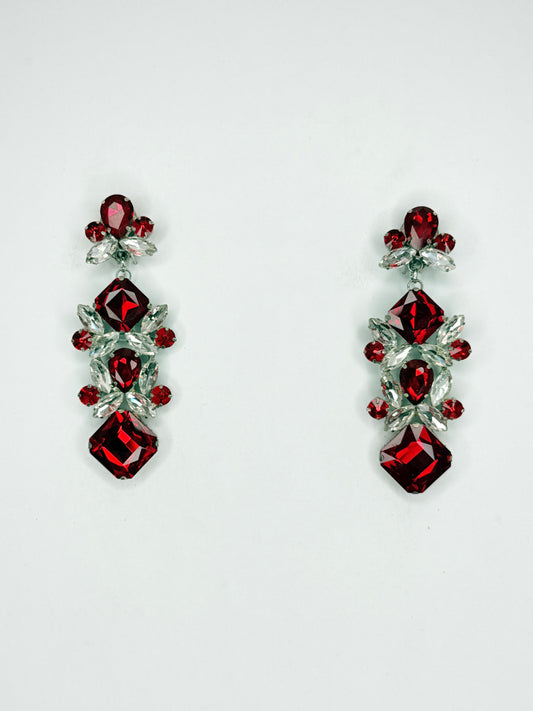 Red & Clear Earrings - Medium Size