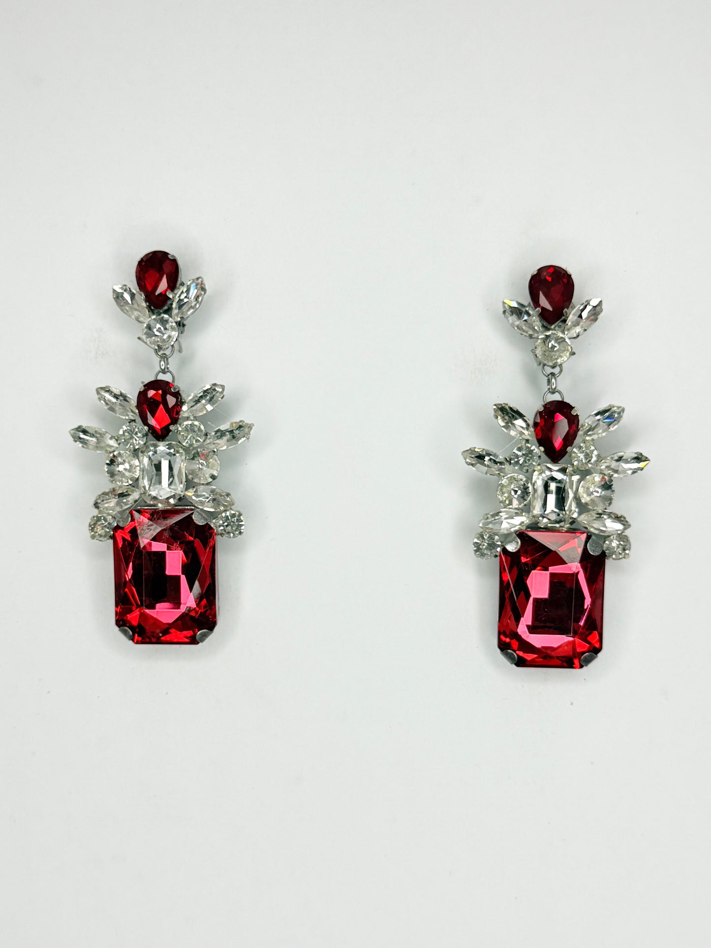 Red & Clear Earrings - Medium Size