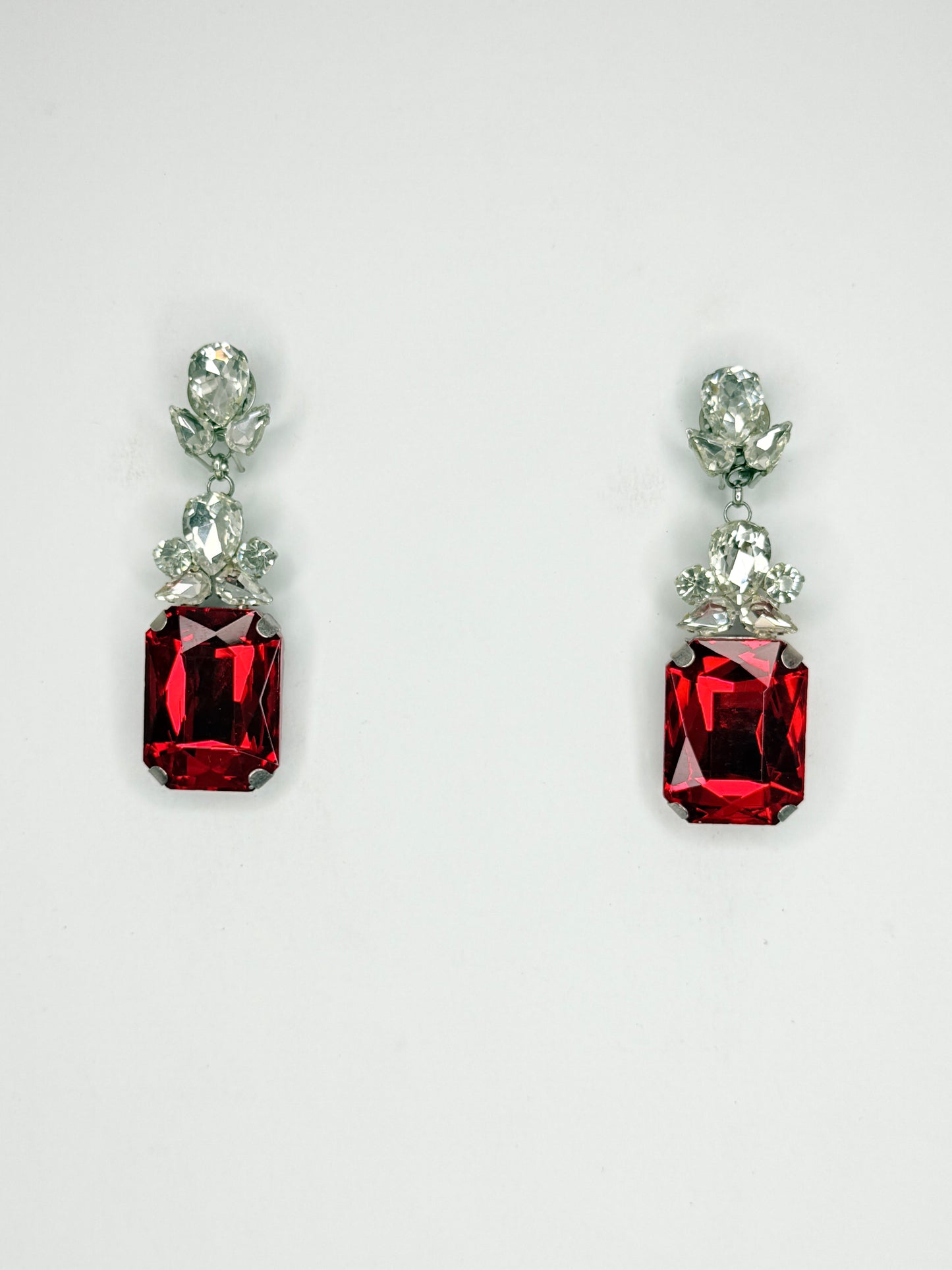 Red & Clear Earrings - Small Cocktail Size