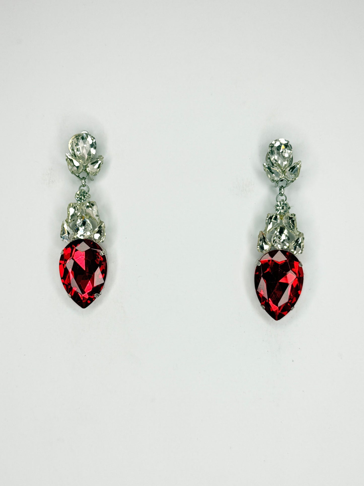Red & Clear Earrings - Small Cocktail Size