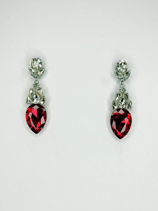 Red & Clear Earrings - Small Cocktail Size